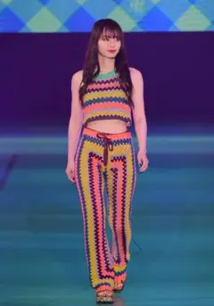 jouetie☺️ビタミンカラークロシェパンツ3点セットアップ☺️ヘアバンド付き