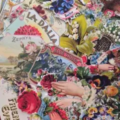 処分　ビンテージフラワー　コラージュ素材　ダイカット　ジャンクジャーナル