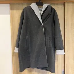 フード付き ロングコート グレー 厚手