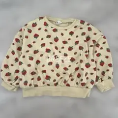 【BREEZE】 110 ブリーズ 裏起毛いちごトレーナー スウェット 黄色