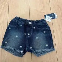 新品　タグ付き　西松屋　ショートパンツ　デニム　90 花柄