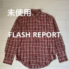 未使用　FLASH REPORT チェック柄長袖シャツ Mサイズのサムネイル