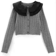 GRL サテンカラーケーブル編みカーディガン ru1160