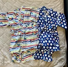 甚平セット（ストライプ・青地柄） 120cm