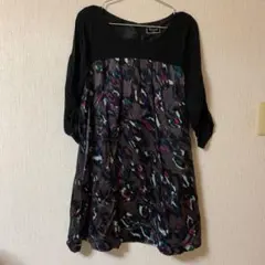 美品　diagram　ダイアグラム　シルク100%　総柄　チュニック　ワンピース