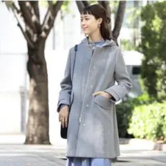 Ray BEAMS フード付きグレーコートのサムネイル
