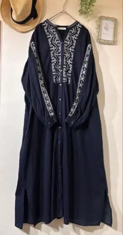 AMERICAN HOLIC★刺繍　ストライプ　ロングワンピース　羽織り　チロル