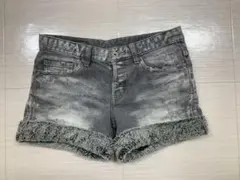 【美品】ルシェルブルー LECIELBLEU デニムショートパンツ　黒 グレー