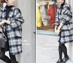 IENA SLOBE*イエナ*シャギーチェック コクーンコート