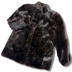 【美品】毛皮コート　ダークミンク 逆毛　ミドル丈 しっぽドローコード付き XL 2026年最新】ミンク コート 逆毛の人気アイテム - メルカリ