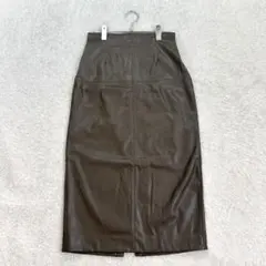 フリーダム【S】茶系 ロングスカート フェイクレザー 光沢 秋冬 ストレッチのサムネイル