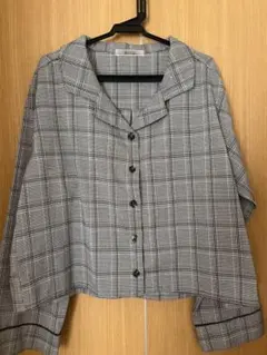 グレー系チェックシャツ 長袖