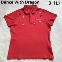 Dance With Dragon ゴルフウェア ポロシャツ 半袖 蝶刺繍 Lのサムネイル