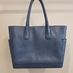 希少カラー ヒロフ デュオ2way ハンドバッグ ロゴ型押しA4収納可 水色
