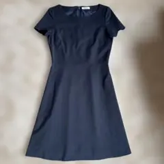 PLST 膝丈　ワンピース　ネイビー　Aライン