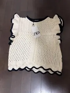 新品未使用 ZARA ニット 半袖 フリル ホワイト　Instagram掲載のサムネイル