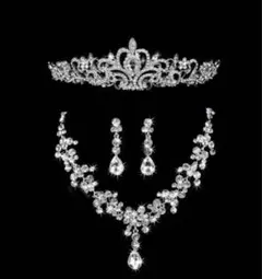 ティアラ ネックレス ピアス 3点セット ブライダル ジュエリー ミスコン 学祭