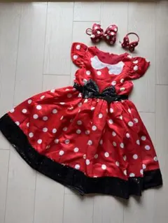 ミニーちゃん風　ワンピース　130 ミニー　ディズニー　ヘアゴム