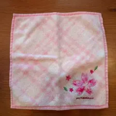 新品　BURBERRY　ハンカチ　桜柄　ピンク　バーバリー　ハンドタオル