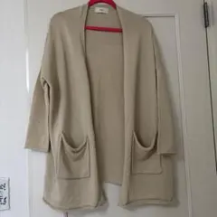 AZUL ベージュ カーディガン 長袖 ポケット付き