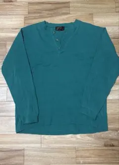 90s USA製 エディーバウアー ヘンリーネック 長袖Tシャツ グリーン 