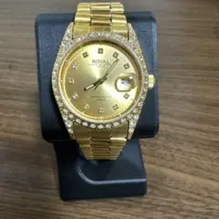 ROYAL ゴールド ダイヤモンド風 防水時計