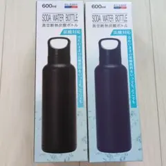 炭酸対応 真空断熱ボトル 600ml 2本セット　黒　紺のサムネイル