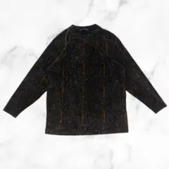 ラグランスリーブ ニット セーター 黒とオレンジ　秋　冬