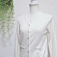 ☆ index (M) 長袖 カーディガン ホワイト ダミーポケット