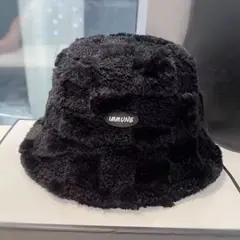 厚手で暖かい防風 バケットハット ブラック