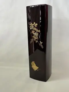 【未使用品】花器 フラワーベース 花瓶 「萩にうずら」 昭和レトロ ビンテージ