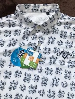 ☆新品タグ付☆Callaway ポロシャツ M ホワイト総花柄キャロウェイゴルフ