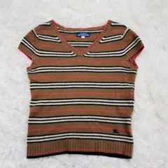 高級】Burberry アンサンブルニット ノバチェック ホースロゴ刺繍 赤