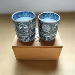 染付 湯呑み ペアセット 夫婦湯呑み