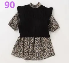 ☆【新品タグ付き】petit main 花柄ワンピースベストセット☆90