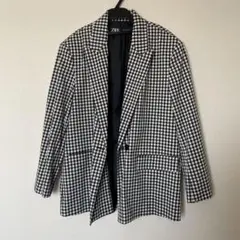 ZARA●ギンガムチェック テーラードジャケット Lのサムネイル