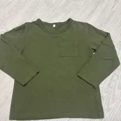 長袖カットソー カーキ ポケット付き 120cm