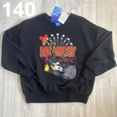 【ミッキー】140 新品未使用　キッズ　ディズニー　トレーナー　ブラックのサムネイル