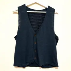 MITEX ベスト 薄手 カットソー ジレ Tシャツ地ダークブルー 紺 L