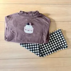 ケーキ柄スウェット120とzaraフレアパンツ116