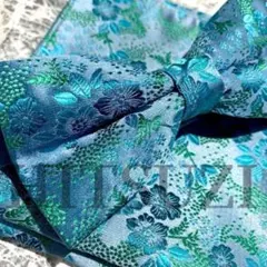 ○蝶ネクタイ　ブルー　水色　花柄　婚礼　音楽会　結婚式　ワンポイント　Sdw