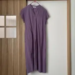 NAVY. パープル 半袖シャツワンピース