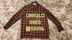 UNIQLO INES チェック柄 長袖シャツ ブラウン