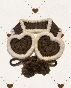 茶色 ブラウン ハート イヤーマフ ハンドメイド