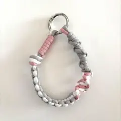 パラコード　スマホストラップ　ハンドストラップ　春カラー　ピンク　グレー　白