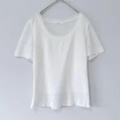 La vie 21 ヴィンテージ　レースニット　半袖　トップス　綺麗目　日本製のサムネイル