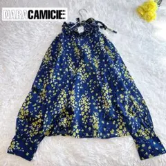 【ナラカミーチェ/イタリア製】フラワープリント フリルスタンドネックブラウス