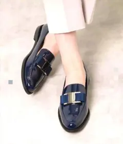 新同品 現行品 Esperanza エナメル調 リボンローファー ネイビーのサムネイル