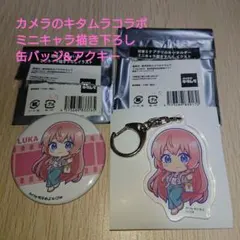 ボカロ 巡音ルカ カメラのキタムラコラボ ミニキャラ 缶バッジ&アクキー