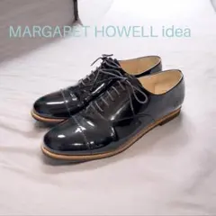 MARGARET HOWELL idea ブラックレースアップシューズ エナメル
